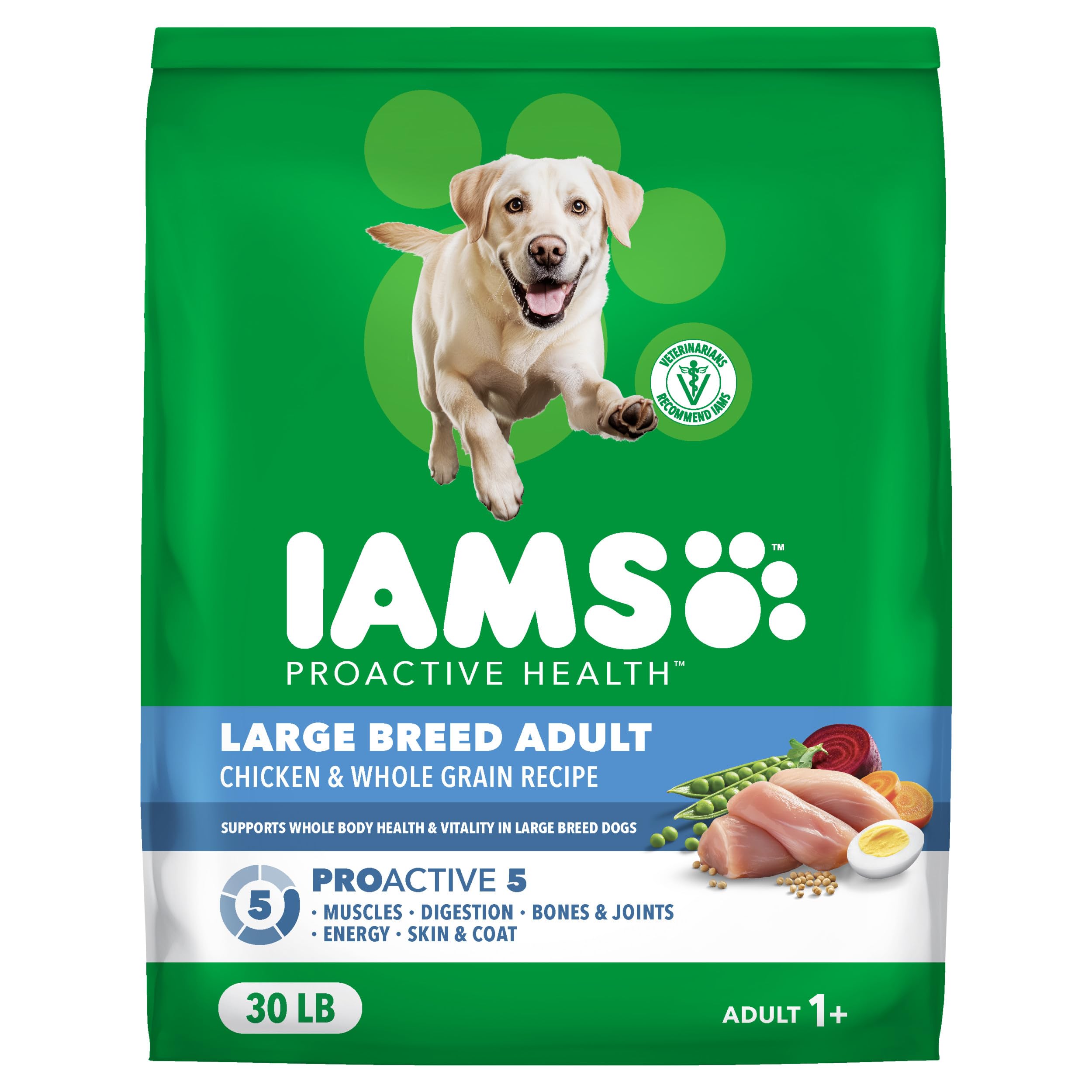 IAMS Proactive Health Large Breed Adult Dry Dog Food Chicken & Whole Grain High Protein Nutrition Formula