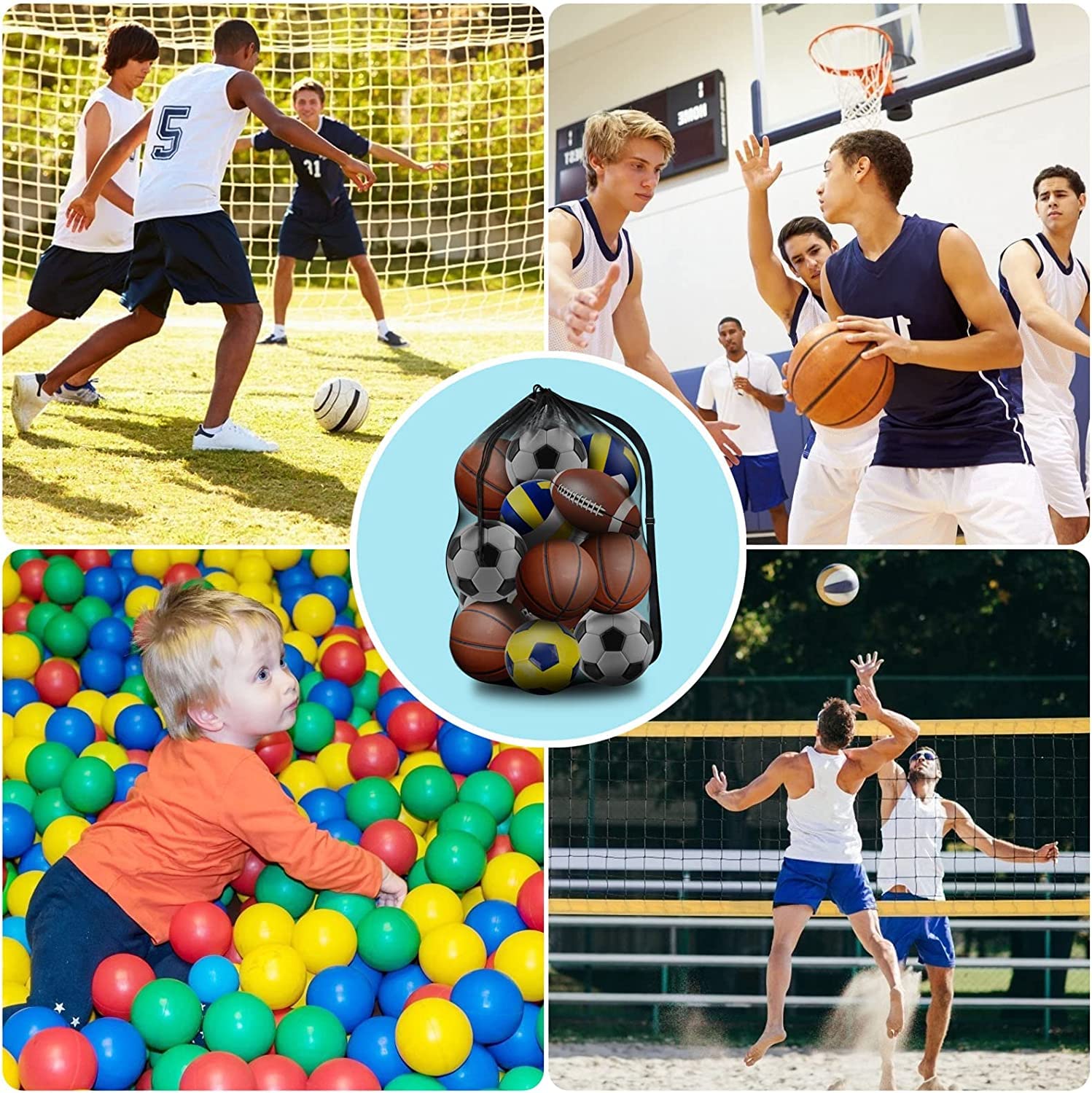 Brotou Extra-Large Mesh Sports Ball Bag 40 x 30 in – Heavy-Duty Team Equipment Carrier with Adjustable Strap