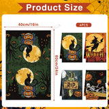 Halloween Kitchen Towels Set of 4 – Spooky Multicolor Microfiber Dish & Hand Towels with Pumpkins and Black Cats