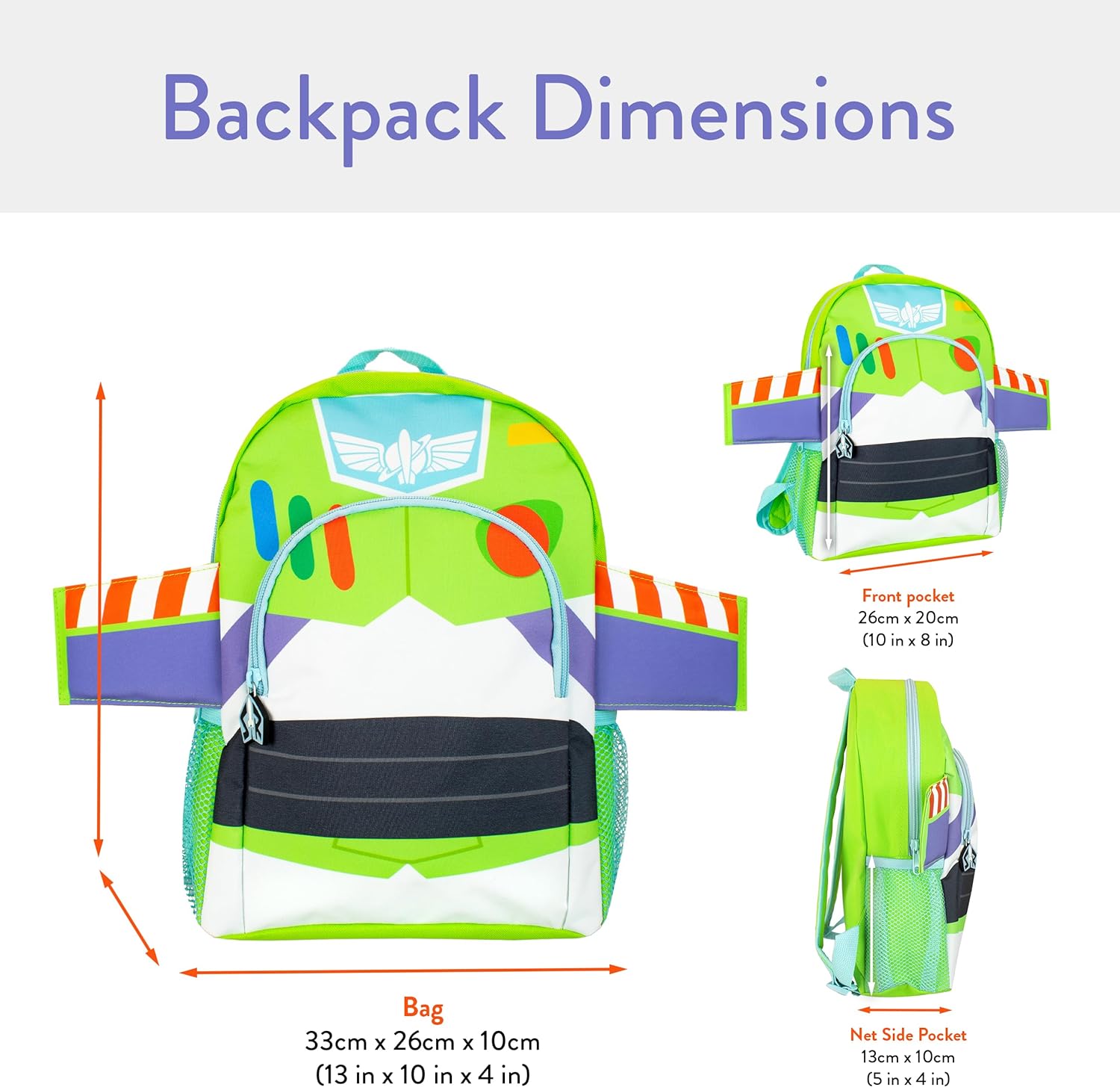 Green Winged Character School Backpack with Front Pocket