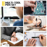 9-in-1 Multi Tool Pen with LED Light, Stylus & Screwdrivers – Aluminum EDC Gadget Gift Set Black