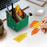 Genuine Fred Desk Dumpster Pencil Holder Funny 3-Compartment Office Organizer with Flame Note Cards