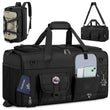 RAINSMORE 45L 3-in-1 Gym Backpack & Duffle Bag – Waterproof Carry-On Weekender with Shoe Compartment (Black)