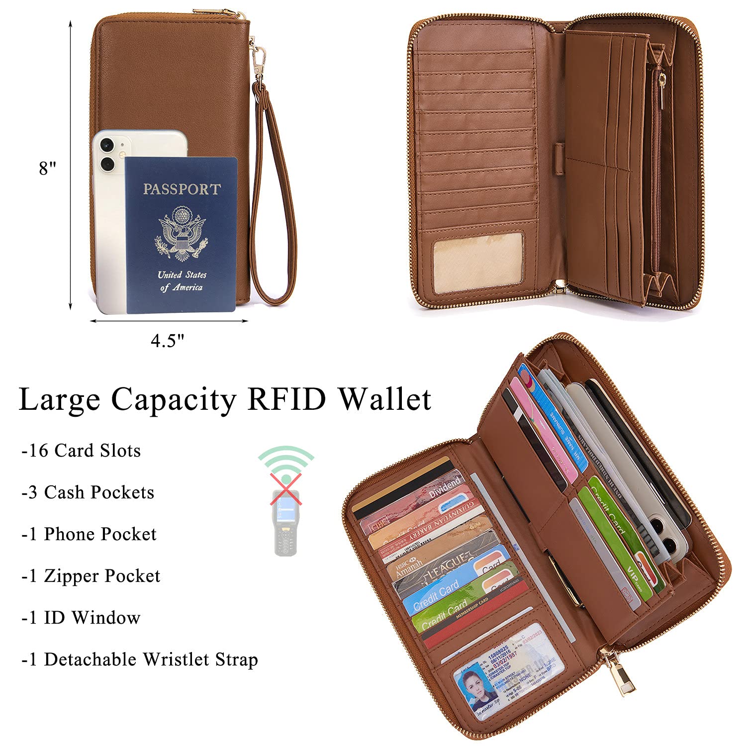 Large Crossbody Handbag Set for Women – 3PCS Hobo Shoulder Bag, Crossbody Purse & RFID Wallet (Brown)