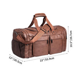 Leather Travel Duffel Bag with Shoe Compartment – Large Waterproof PU Weekender Carry-On Bag (Brown)