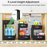 2-Tier Under Sink Organizer with Mesh Slide-Out Drawers – Heavy-Duty Adjustable Cabinet Storage (Black)