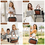 LOVEVOOK Teacher Tote Bag for Women – 15.6” Laptop Work Tote with Large Cup Holder, Multi-Pocket Organization & Luggage Sleeve (Black/Beige/Brown)