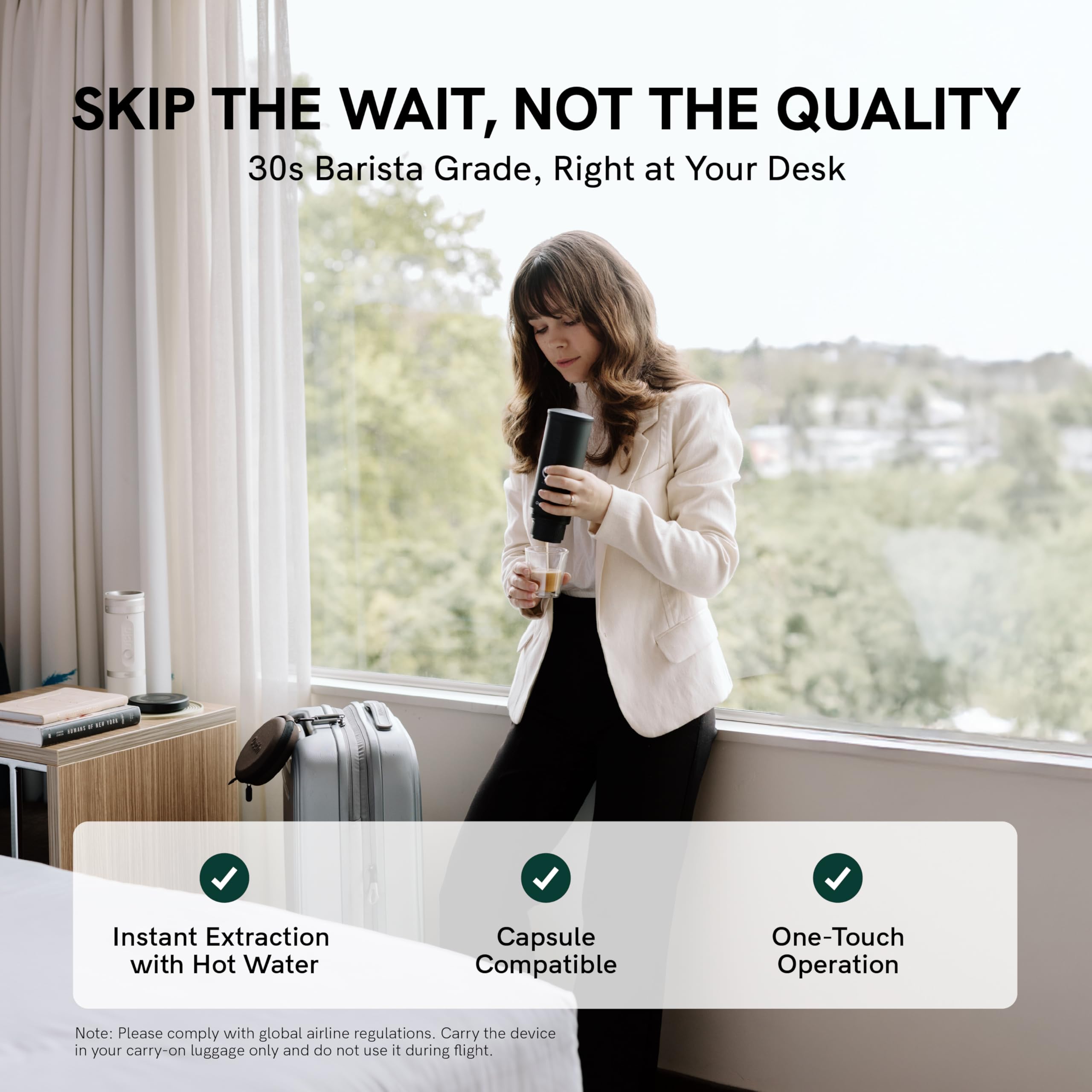 Portable Espresso Machine – Self-Heating Travel Coffee Maker with 20 Bar Pressure & USB-C Charging