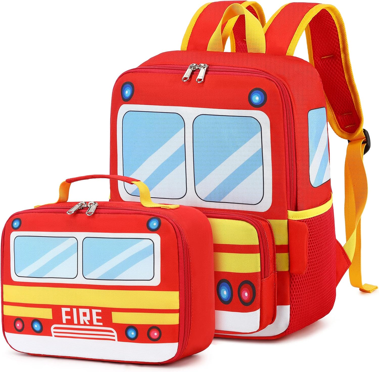 3D School Bus Toddler Backpack Set with Insulated Lunch Bag
