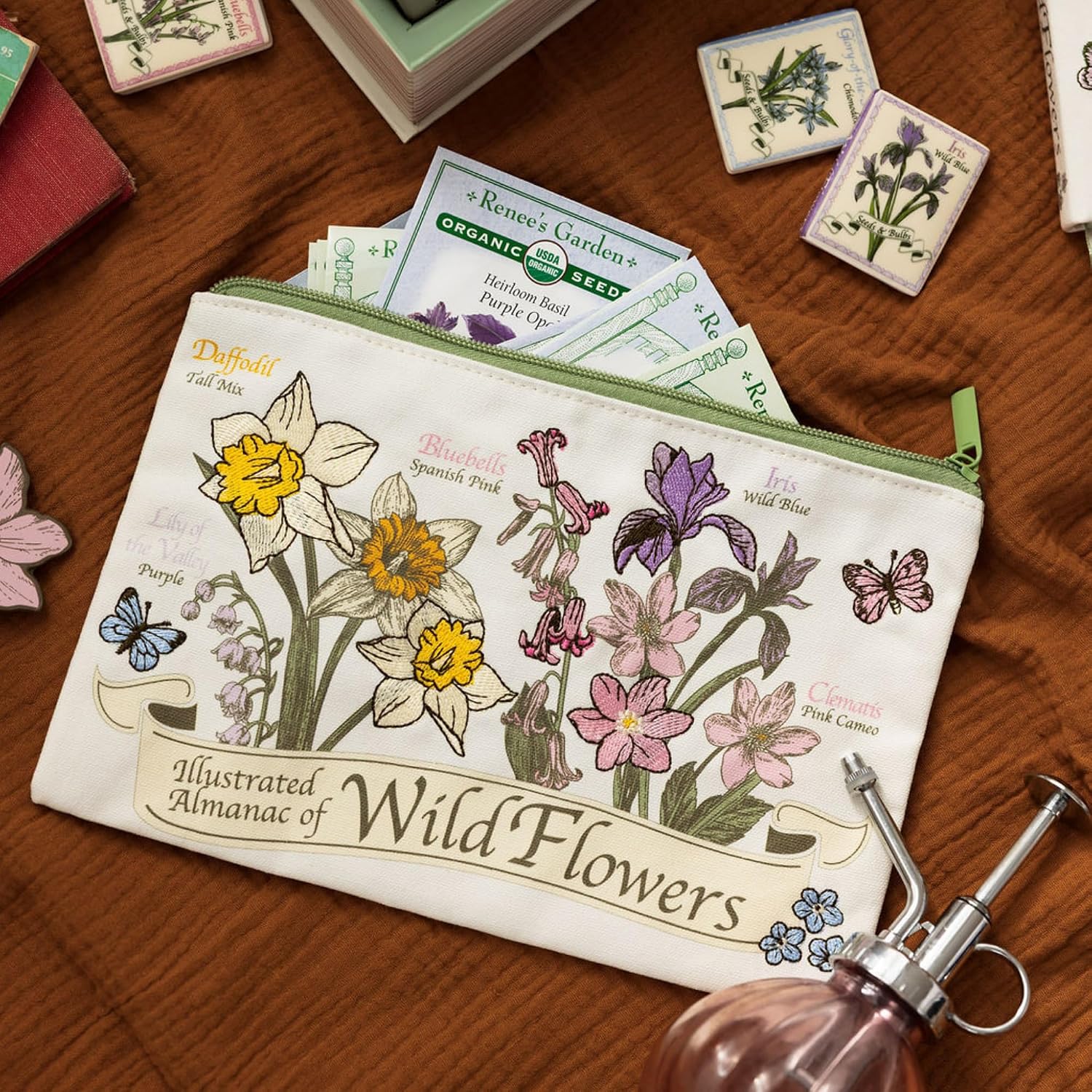 Wildflower Canvas Pencil Pouch with Zipper