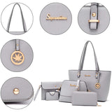 Soperwillton 5-Piece Handbag Set for Women – Tote, Shoulder Bag, Wallet & Clutch Purse Set (Grey)