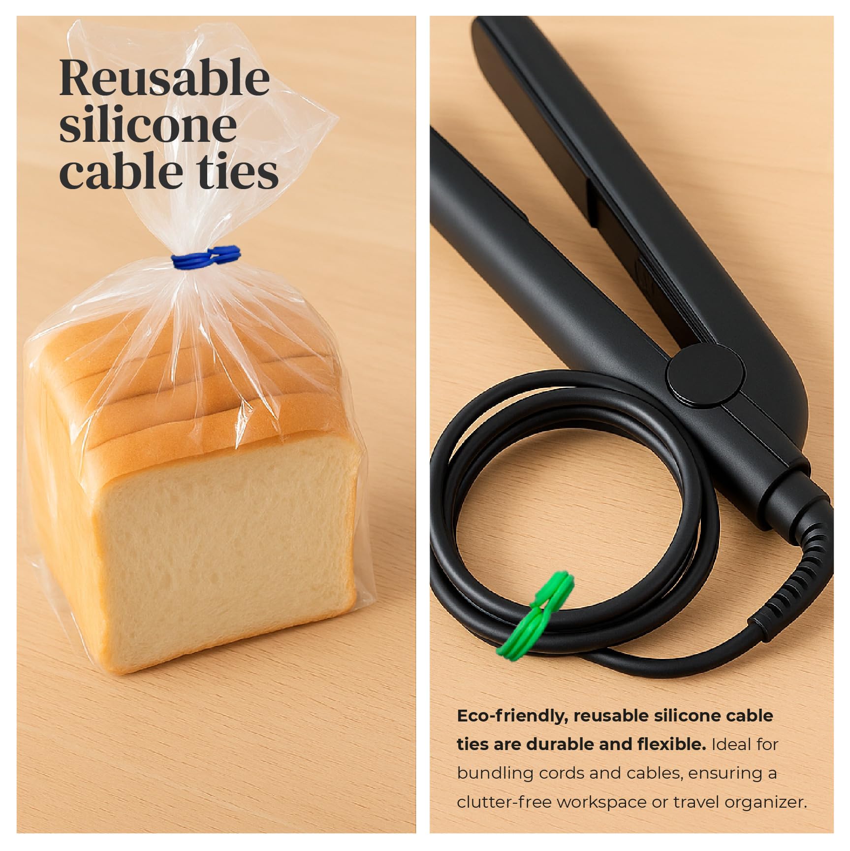 Magnetic Cable Organizer with Reusable Silicone Ties – Travel Cord Management Holder for Smart Devices Multicolor