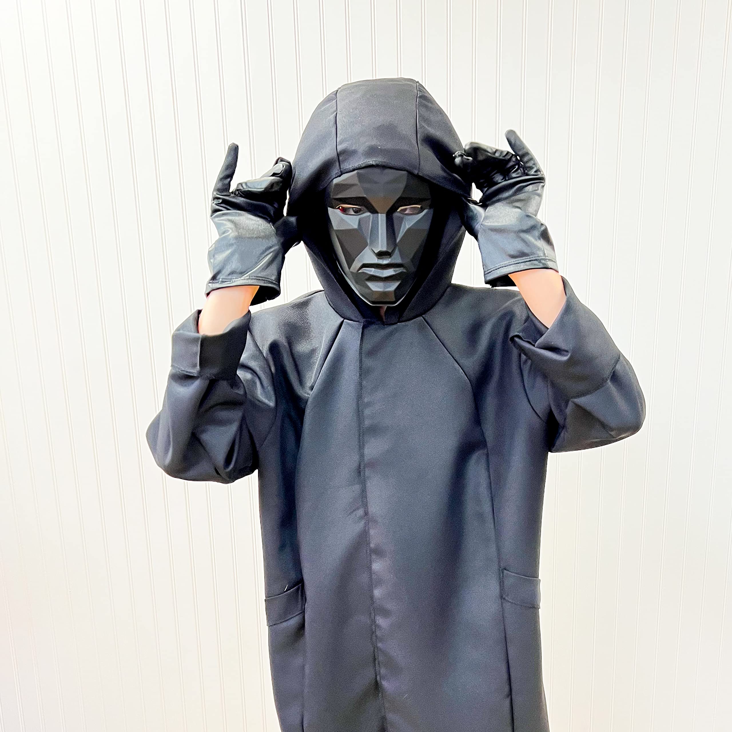 Squid Game Front Man Costume – Official Netflix Inspired Outfit with Jacket, Gloves & Geometric Mask