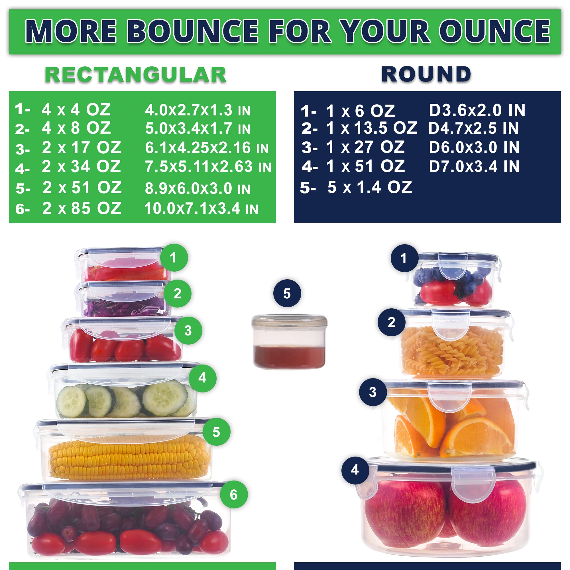 50-Piece Airtight Food Storage Containers Set – Leakproof Stackable Meal Prep Containers with Lids-