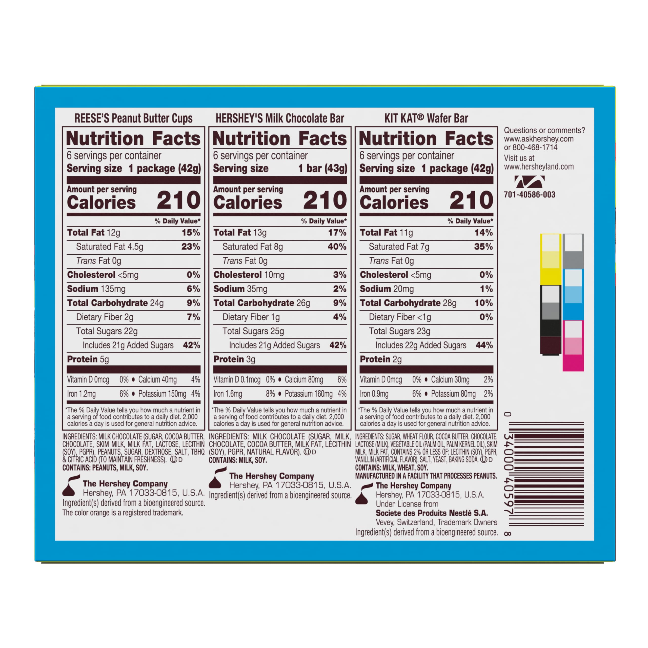 HERSHEY’S, KIT KAT & REESE’S Assorted Milk Chocolate Bars – 27.3 oz Variety Pack (18 Full-Size Bars)