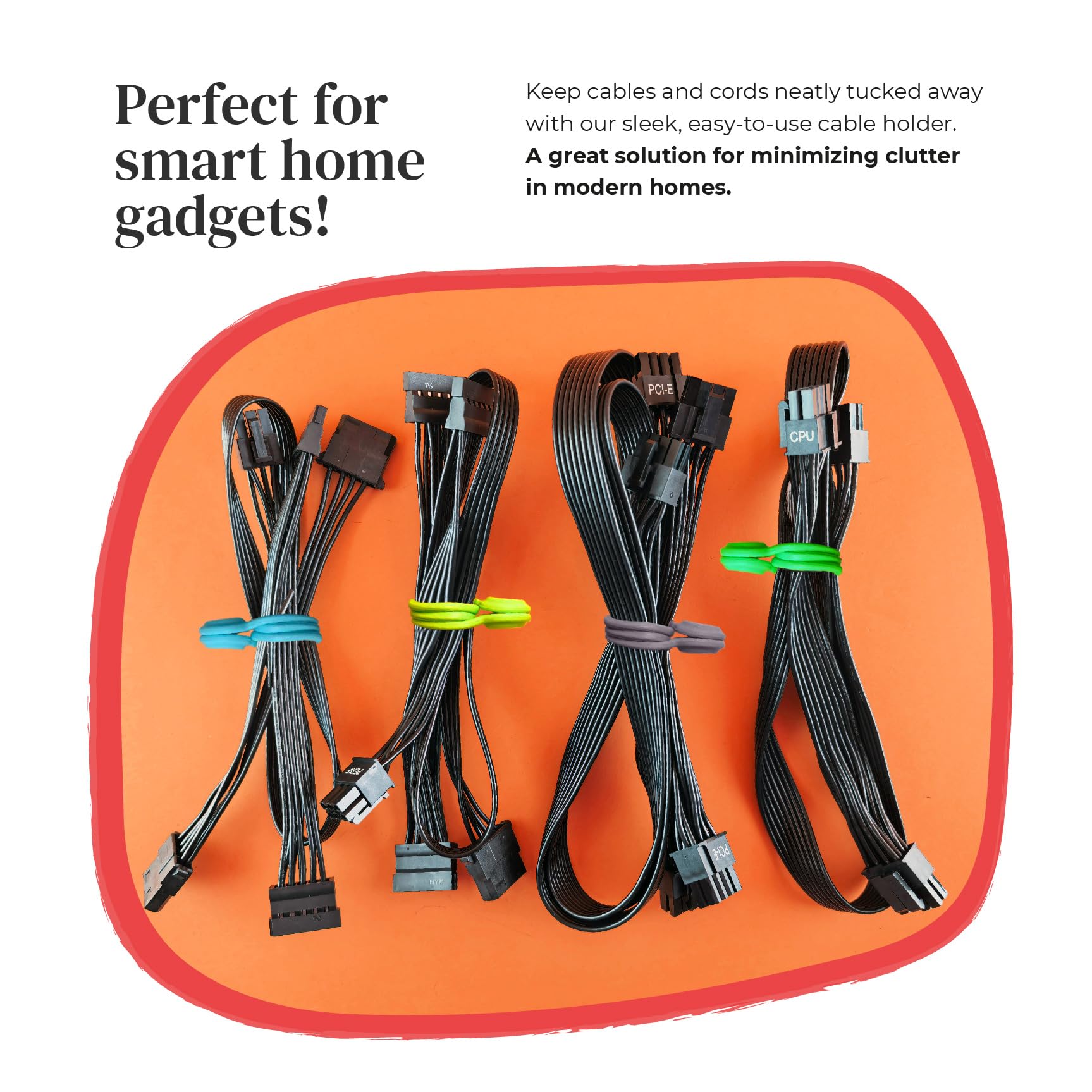 Magnetic Cable Organizer with Reusable Silicone Ties – Travel Cord Management Holder for Smart Devices Multicolor