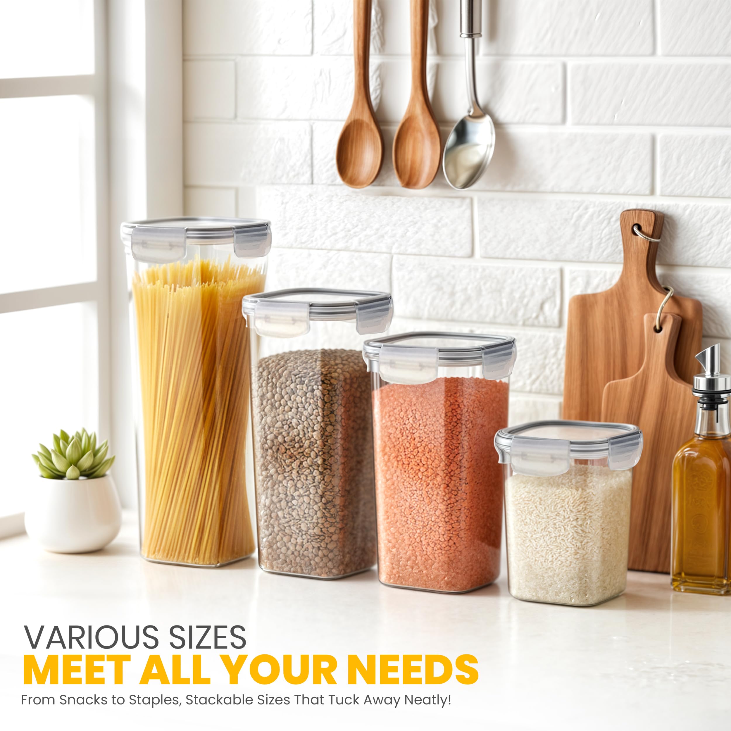 Airtight Food Storage Containers with Lids – 24-Piece Stackable Pantry Set (Clear)