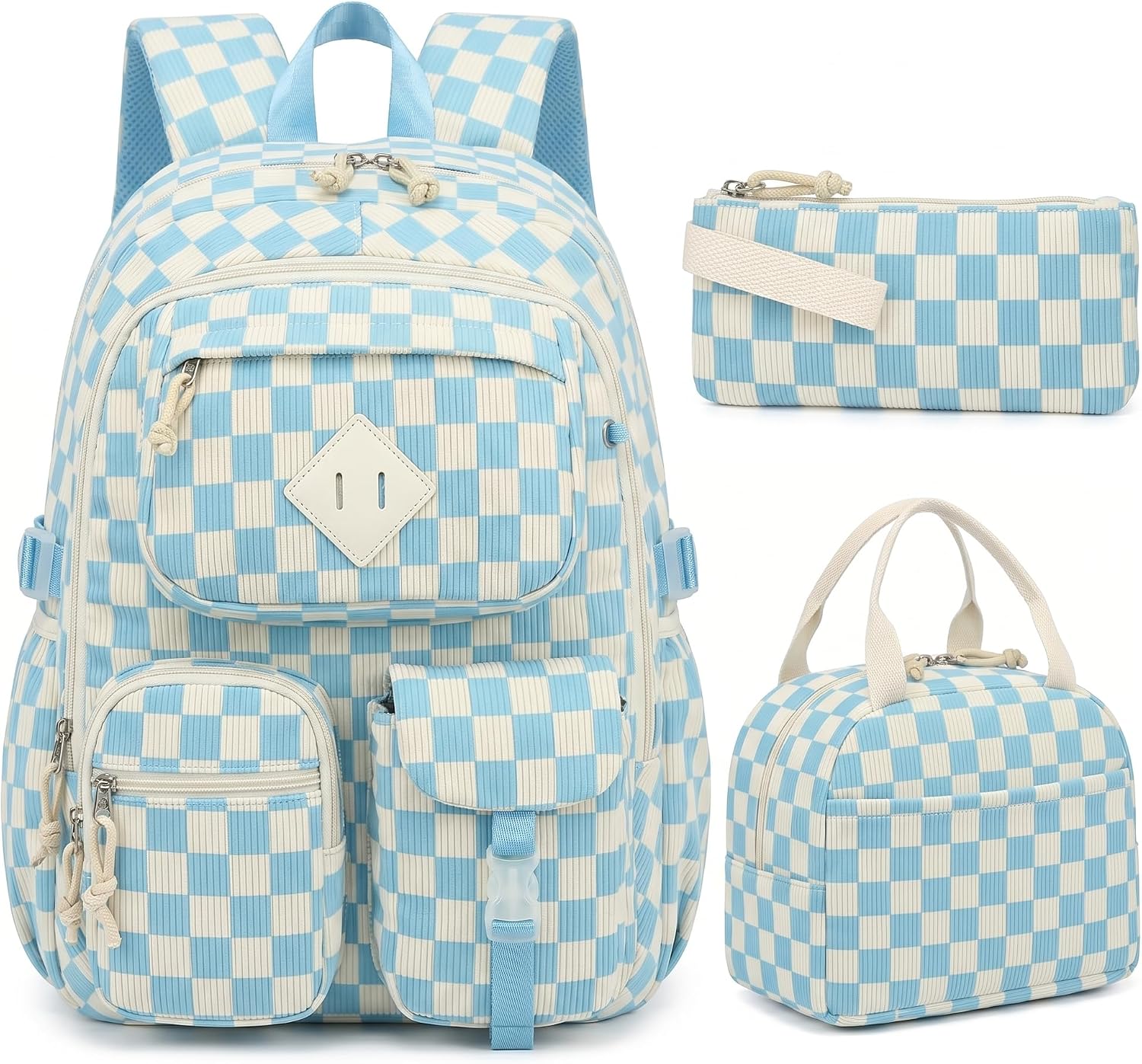 Pink Leopard Corduroy 3-Piece School Backpack Set