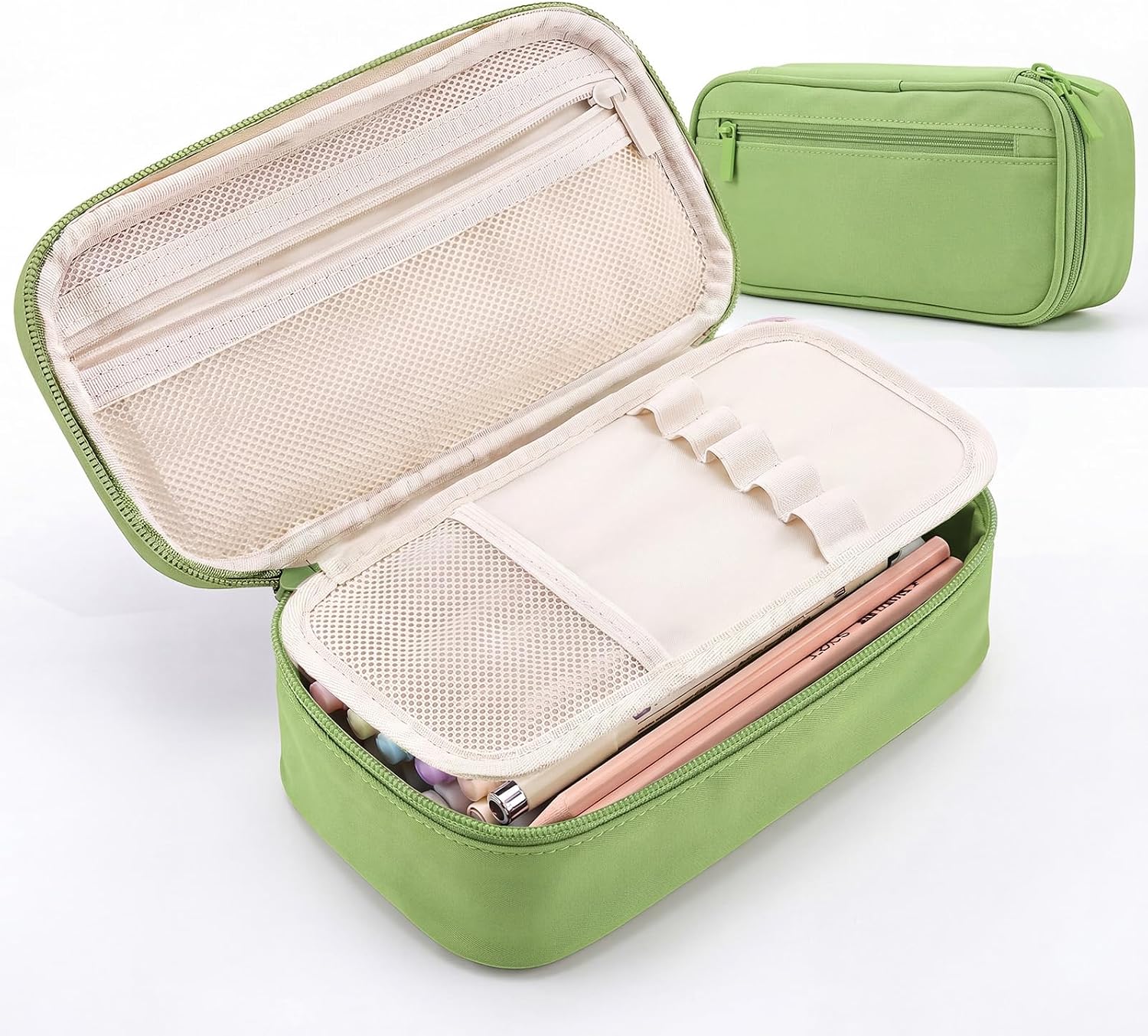 Large 80-Pencil Canvas Organizer Case with 5 Compartments