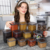 Airtight Pantry Storage Containers Set – 12 BPA-Free Stackable Canisters for Modern Kitchen Organization (Black)