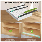 Expandable Pull-Out Cabinet Organizer – Silent 3-Rail Slide-Out Shelves with Raising Pads (White, 2-Pack)