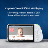Full HD Baby Monitor with 5.5" Screen & Split-Screen Cameras – Secure Non-WiFi Video Baby Monitor with Night Light