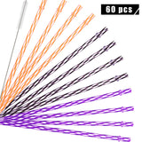 60PCS Halloween Reusable Straws with Cleaning Brush – Orange, Black & Purple Drinking Straws for Parties & Daily Use