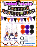Halloween Party Decoration Set – 7.2ft Banner, Hanging Swirls, Flags & Garland Kit (50+ Pieces) for Indoor & Outdoor Festive Décor
