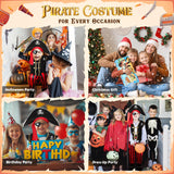 Kids All-in-One Pirate Costume Adventure Set – Red Outfit with Sword, Hat, Treasure Map, Spyglass & Gold Coins (Gift Box Ready)