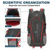 BSEASH 45L Waterproof Hiking Backpack – Lightweight Outdoor Travel Daypack with Rain Cover for Camping & Trekking (Black)