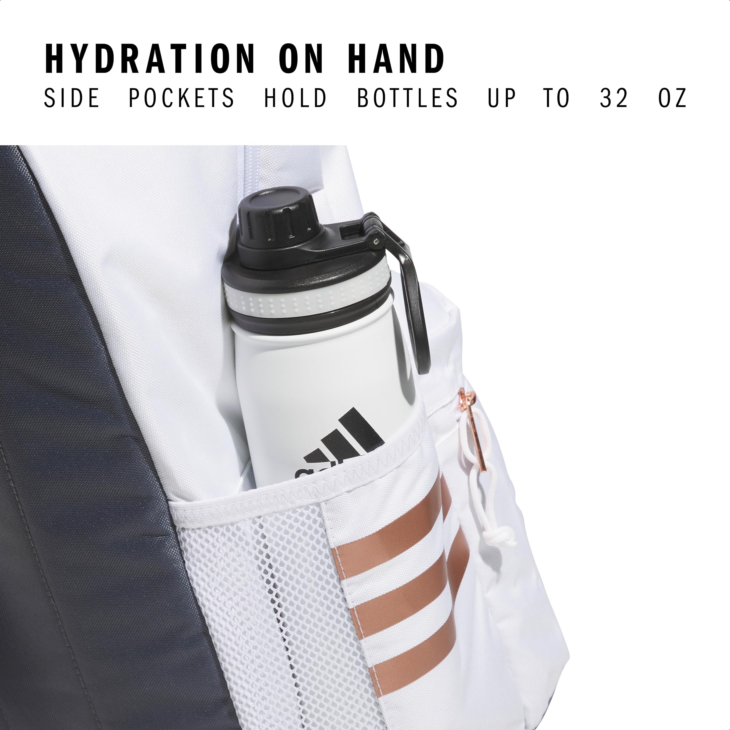 3-Stripe Classic Sports Backpack with Laptop Sleeve, Multi-Pocket Design and Water Bottle Holders