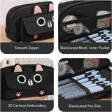 Black 3D Cat Large-Capacity Pencil Case
