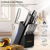 14-Piece Stainless Steel Kitchen Knife Set with Block & Sharpening Rod