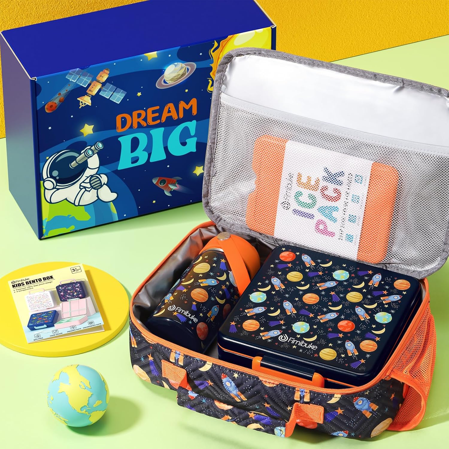Space 7-Piece Bento Lunch Set with 14 oz Bottle