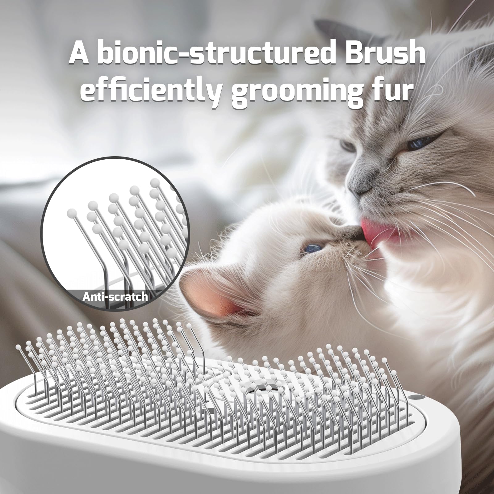 Self-Cleaning Cat Steam Grooming Brush with Mist Spray, Deshedding and Massage Tool for Cats and Dogs with Soft Stainless Steel Bristles