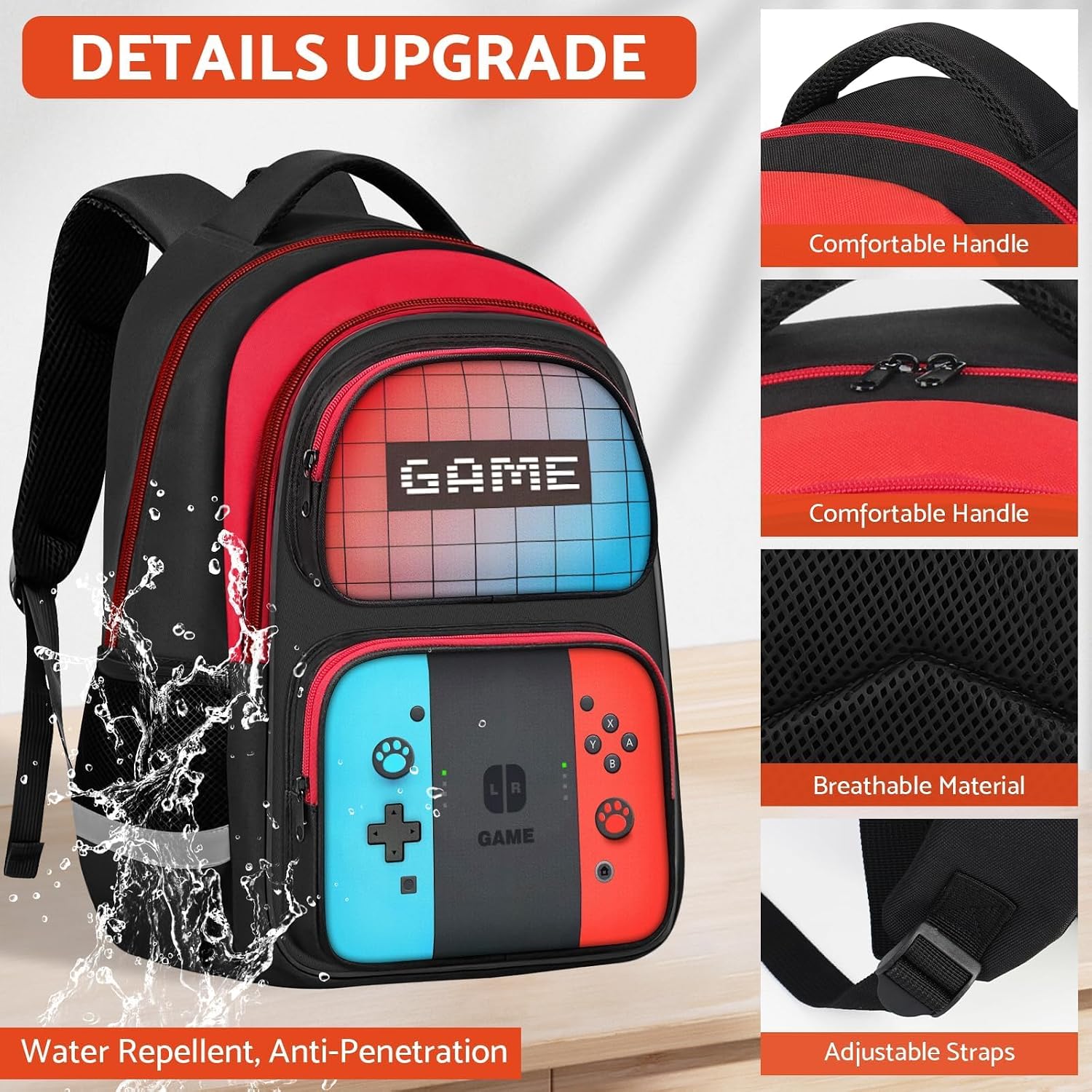 Gamer School Backpack Set with Lunch Bag and Pencil Case