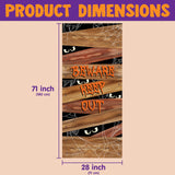 Halloween Door Cover with Wood-Look Spider Web Design – Large 71"x28" Fabric Door Banner for Indoor & Outdoor Decorations (Red & Brown)