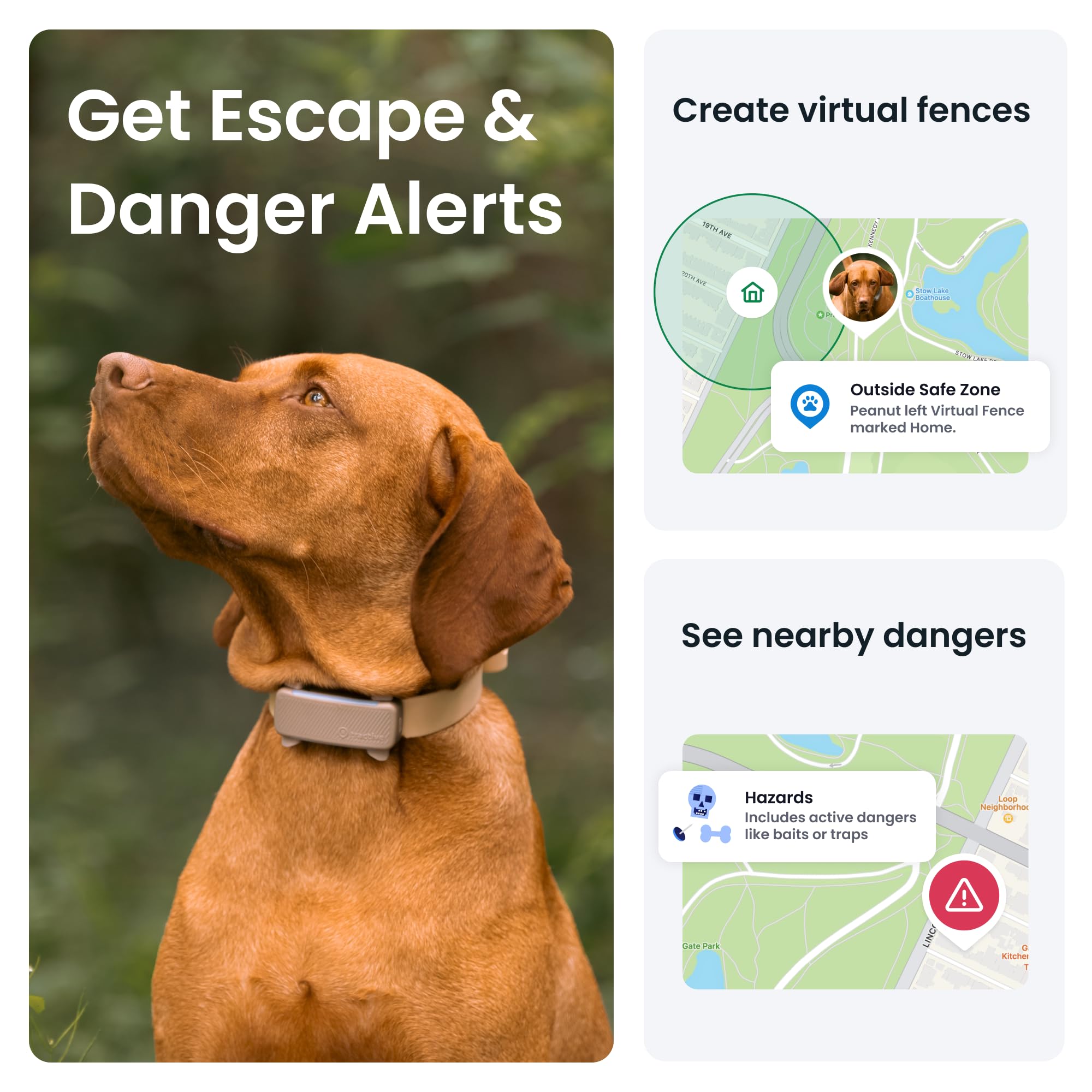 Tractive Real-Time GPS Dog Tracker Bundle with Olive Cover – Waterproof Smart Pet Tracker with Health Monitoring (Brown)