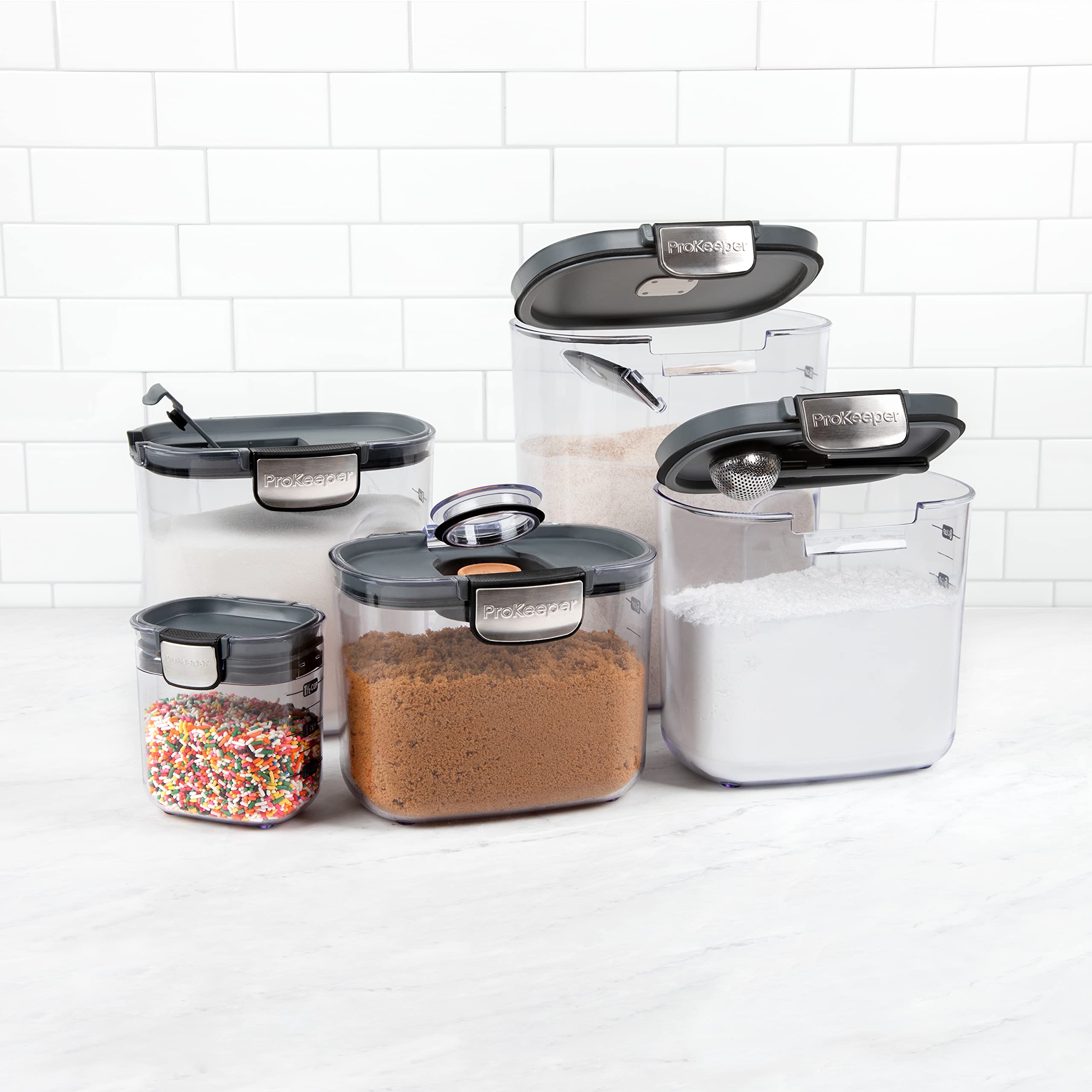 Airtight Baking Storage Container Set – Flour, Sugar & Brown Sugar Keepers with Magnetic Accessories
