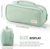 Green Large-Capacity Pencil Case with Carry Handle