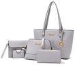 Soperwillton 5-Piece Handbag Set for Women – Tote, Shoulder Bag, Wallet & Clutch Purse Set (Grey)