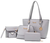 Soperwillton 5-Piece Handbag Set for Women – Tote, Shoulder Bag, Wallet & Clutch Purse Set (Grey)