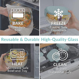 Bentgo Glass Salad Bowl – Airtight Stackable Lunch Container with Toppings Tray & Sauce Cup