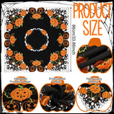Halloween Pumpkin Embroidered Tablecloth – Square 33.8" x 33.8" Black & Orange Polyester