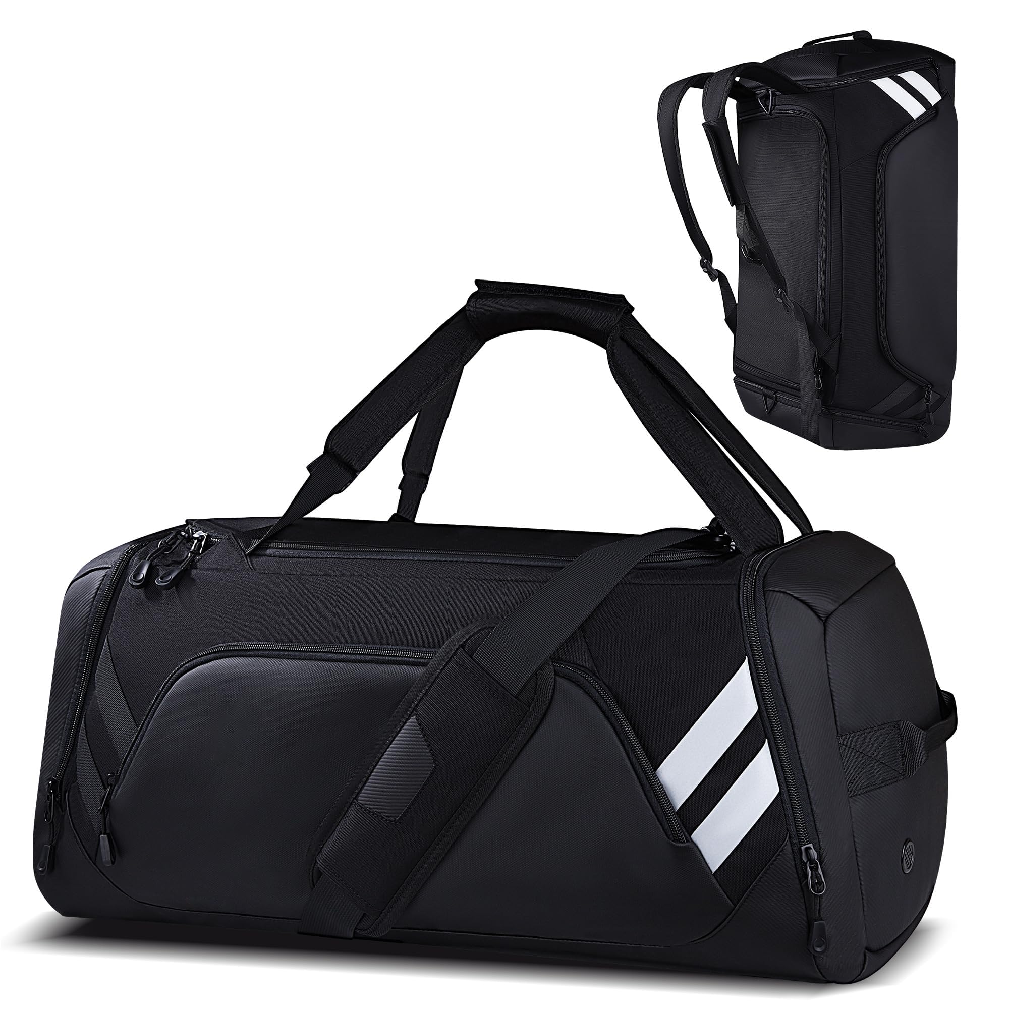 Wolfilist 58L Large Gym & Travel Duffle Bag with Shoe Compartment and Wet Pocket – Waterproof Sports Bag (Black)