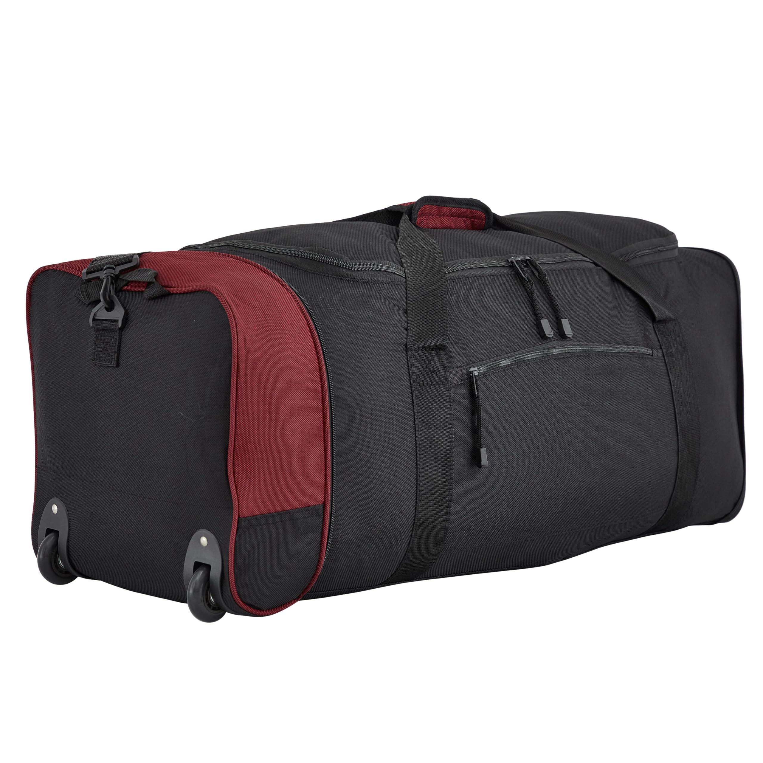 Travelers Club 32” Expandable Rolling Travel Duffel Bag, Heavy-Duty Wheeled Luggage with Shoulder Strap (Red)