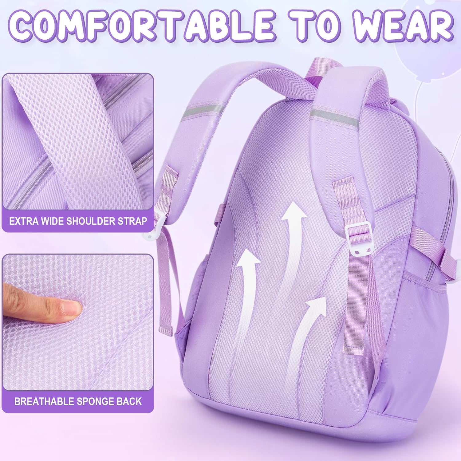 Blue 3-Piece Waterproof School Backpack Set