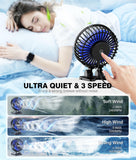 JZCreater Mini USB Desk Fan Portable 3 Speed Quiet Personal Cooling Fan for Office Home Travel Black Blue