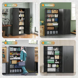 LETAYA Heavy-Duty Metal Storage Cabinet with Locking Doors – Tall Steel Locker with Adjustable Shelves for Garage & Office (Black)