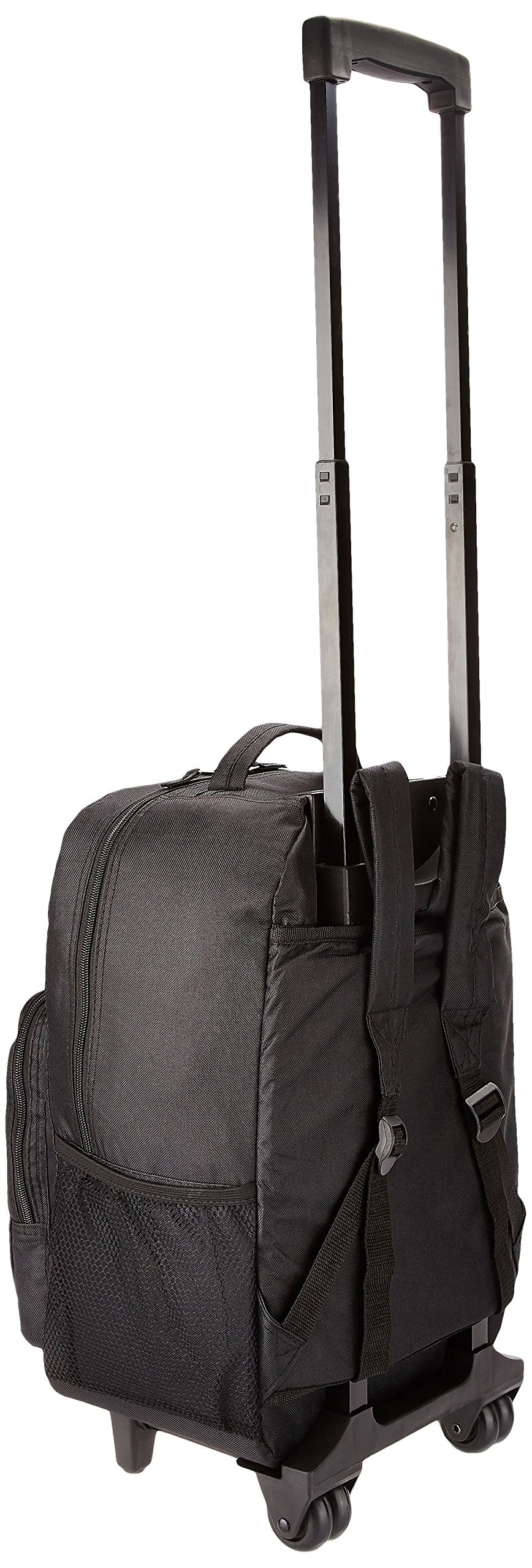 Rockland 17” Rolling Backpack with Double Wheels, Telescopic Handle & Organizer Pockets (Black)